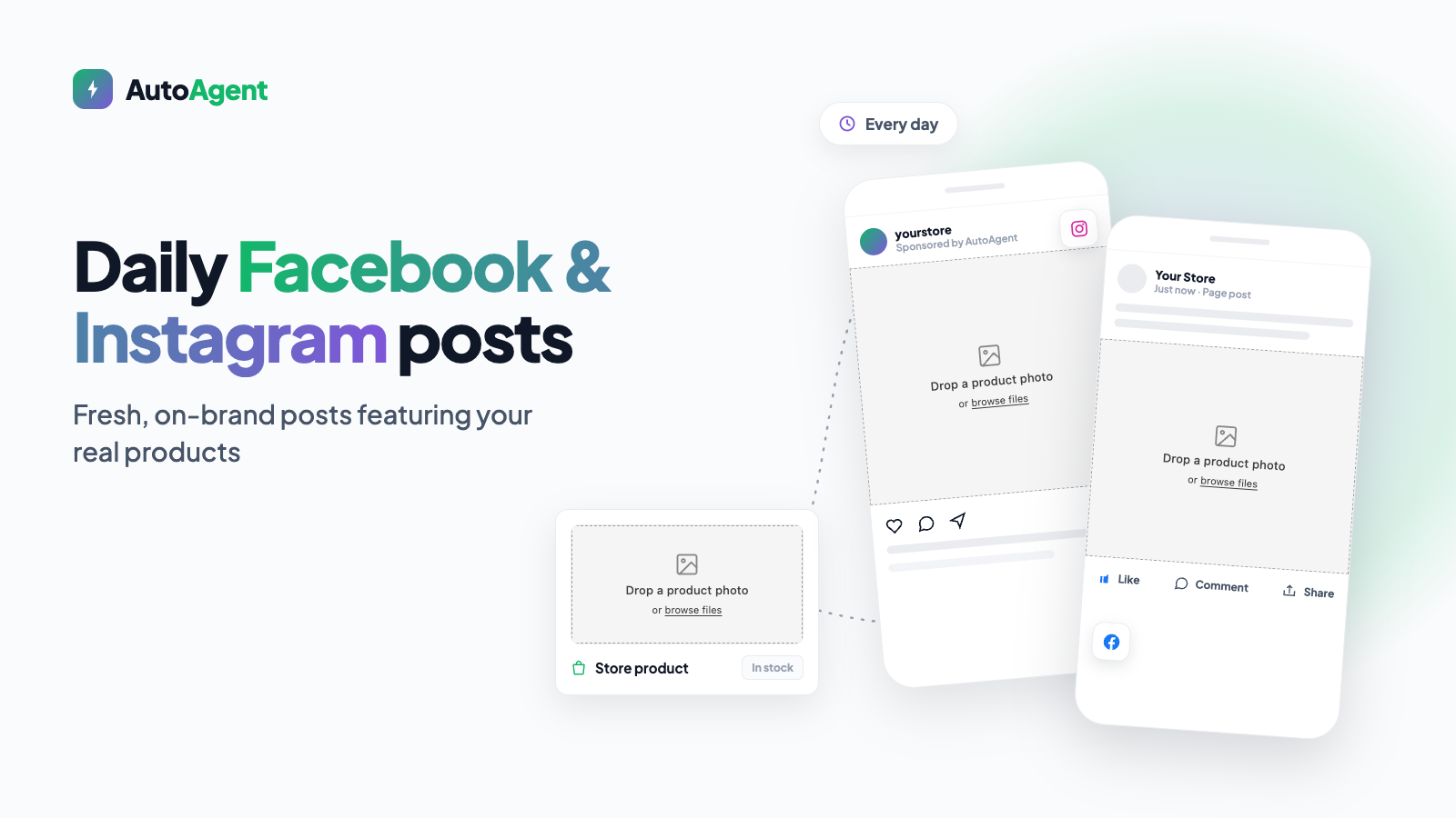 AutoAgent posting product content to Facebook and Instagram